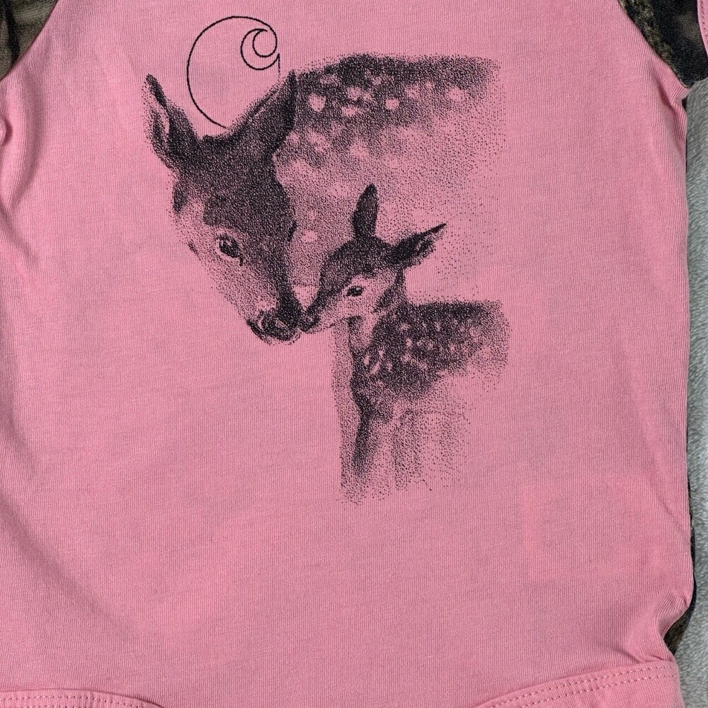 CARHARTT Pink Mossy Oak Hunting Deer Graphic Camo Sleeve Infant Girl Bodysuit 6M - Picture 3 of 13